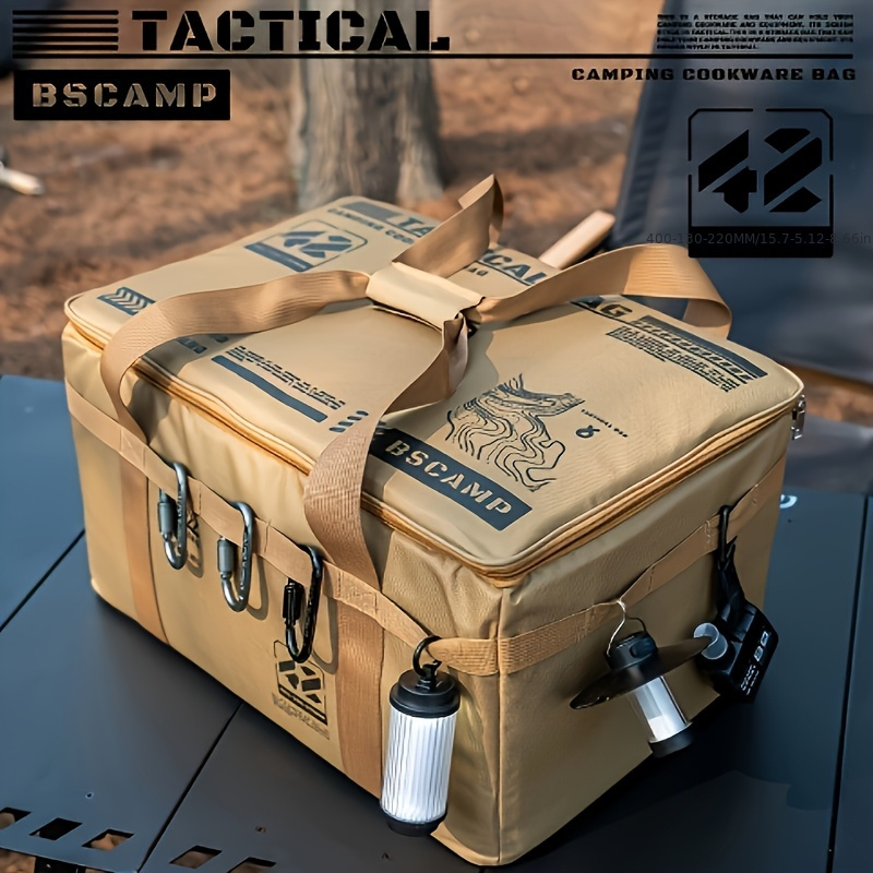 TEMU Outdoor Foldable Storage Box, 42l Large Capacity, 900d Oxford Fabric, Camping Gear Organizer Bag, Picnic Kitchen Supplies Storage Box, Vehicle
