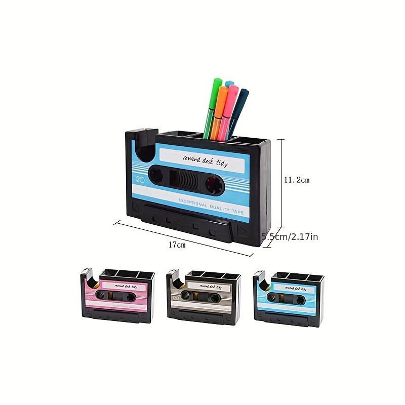 Retro Tape Shape Desktop Pen Holder Cutter Office Stationery