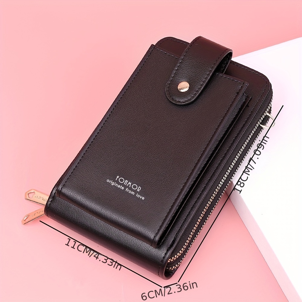 Simple Zipper Phone Wallet, Fashion Faux Leather Coin Purse With Card  Slots, Versatile Shoulder Bag - Temu