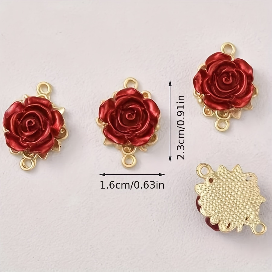 8pcs Realistic Resin Rose Flower Charms for DIY Jewellery Making