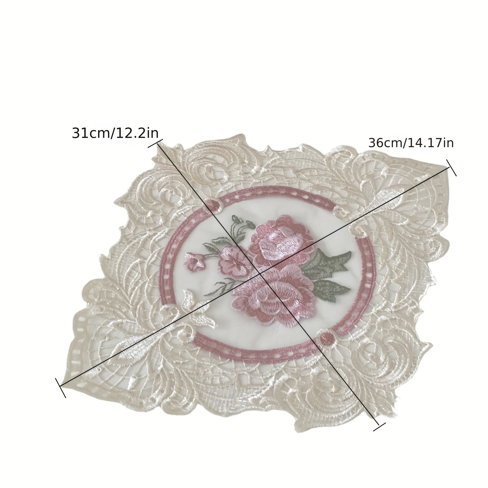 Round Golden Rose Flower Placemat Sweet Tassel Elegant - Temu