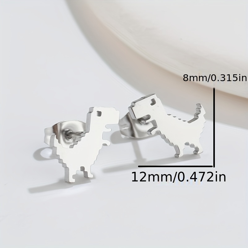 Men's Mini Dinosaur Stainless Steel Stud Earrings