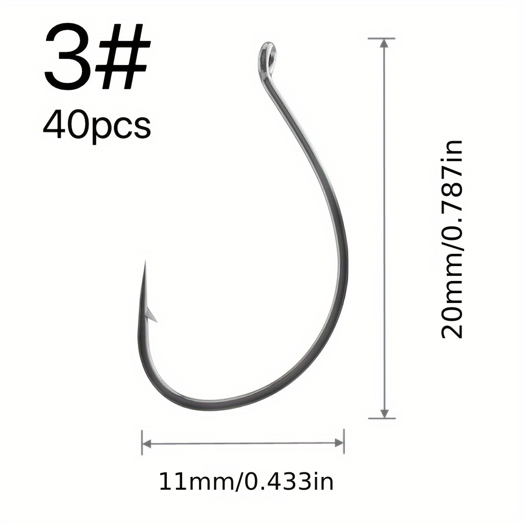 Image of 20pcs/40pcs Fish Hook Handle With Loop Single Hook High Carbon Steel Material With Inverted Hook Suitable For Hanging Soft Bait To Catch Sea