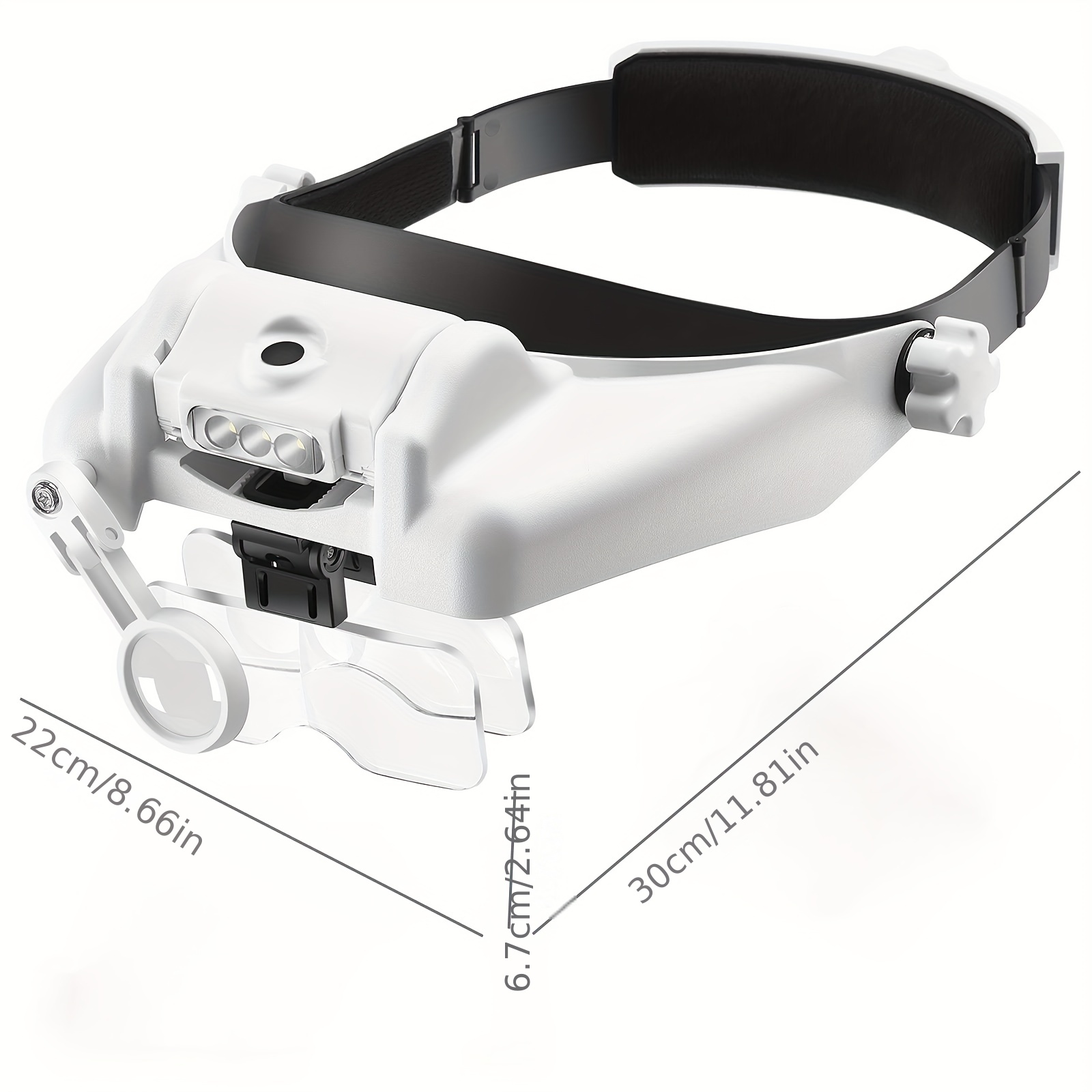 Eyeglass Style hands free Magnifier with bright LED illumination , 5  interchangeable Lenses – HeadBandMagnifier