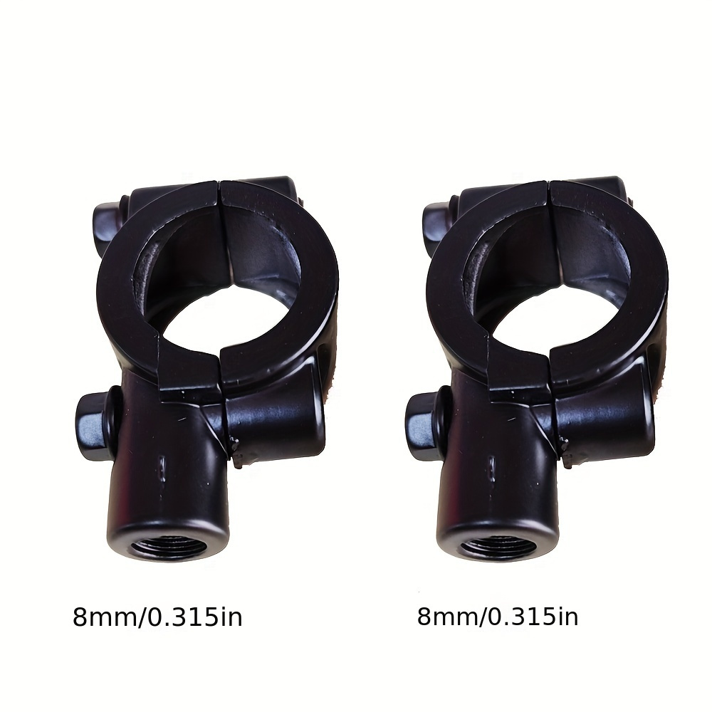TEMU 2pcs Black Handlebar Mirror Mounts For Motorcycles & Bikes - 8mm/10mm, 7/8" Threaded Clamp Adapters