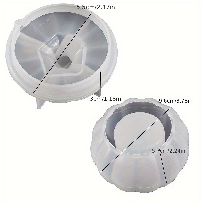 TEMU Stampo in resina e silicone, set pezzi/scatola portaoggetti a forma di zucca di Halloween, stampo in silicone per artigianato fai da te in gesso