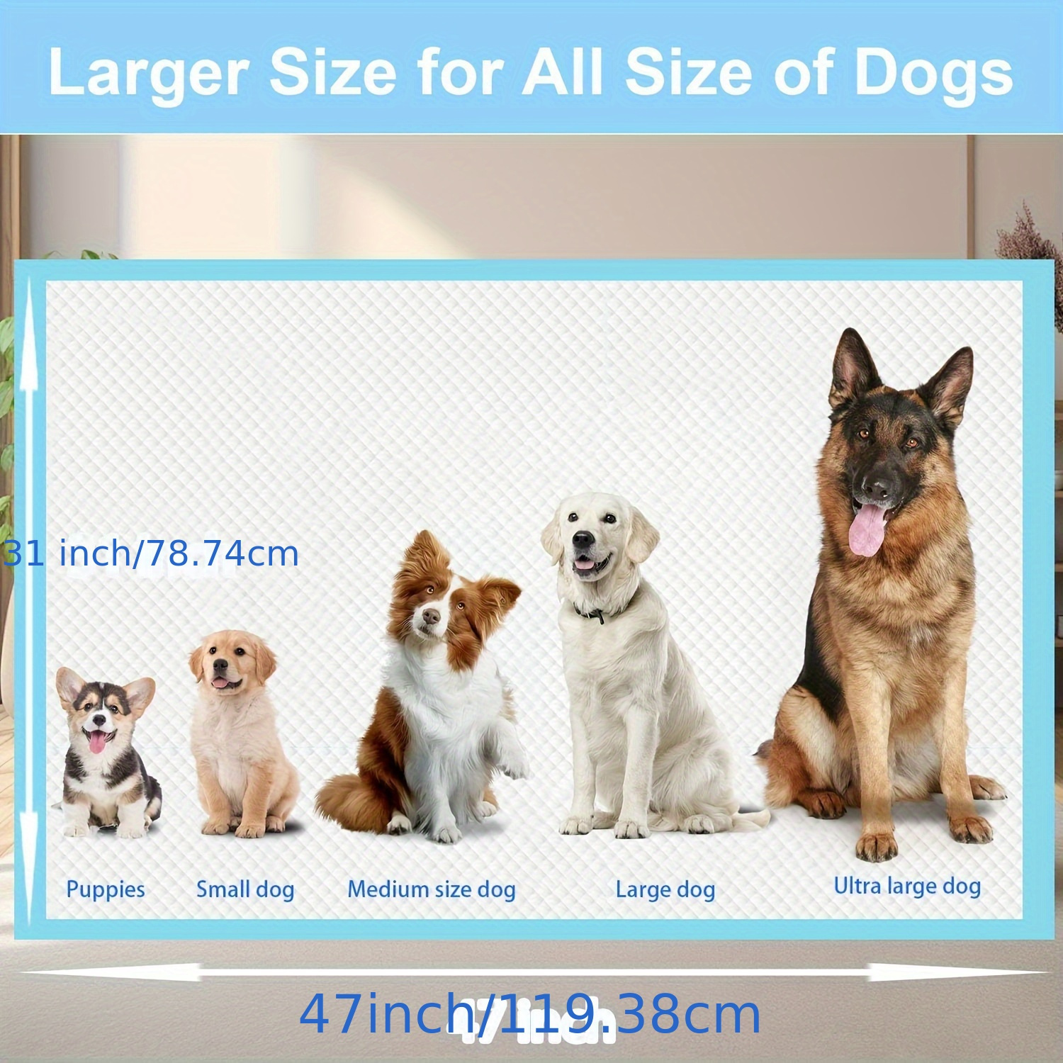 TEMU Xxxl Puppy Pee Pads For Dogs 31"x47" 40 Count, Extra Large Dog Pee Pads, Leak-proof & Super Absorbent Dog Pee Pads, Thicken Disposable Potty Pads Puppy Training Pads For Cats Rabbits