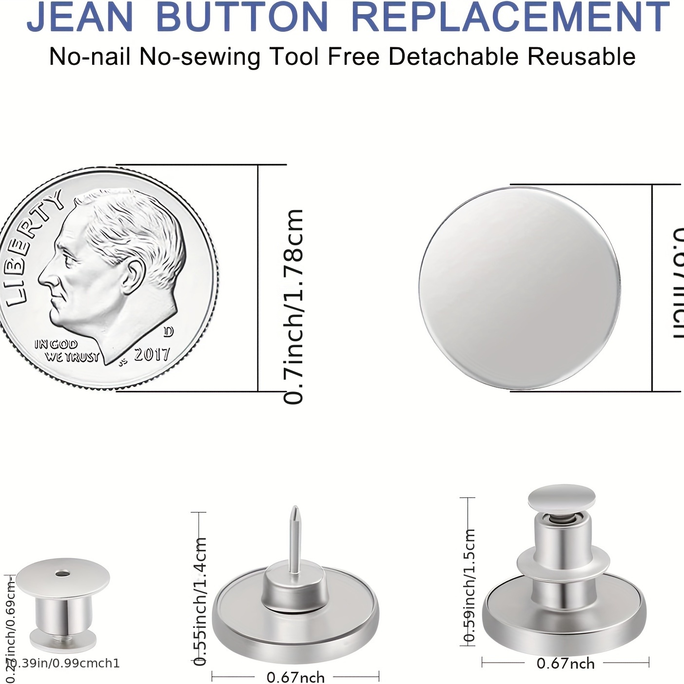 Jean Buttons Pins For Jeans No Sew Jean Buttons For Loose - Temu