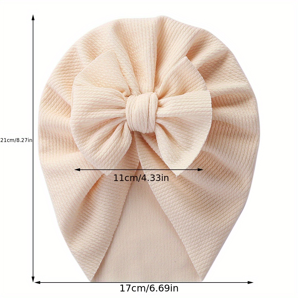 1pc Baby Girls' Stretchy Bow Detail Beanie Hat - Soft Breathable Knit Adjustable Snug Fit for Toddlers, Pastel Pink & Beige, Spring/Fall Casual & New Year Occasions, Toddler Hat, Spring Toddler Wear, Autumn Toddler Accessory, Minimalist Toddler Style, Comfortable Babywear, Infant Headwear, Lightweight Material, Infant Cap, Kids Fashion
