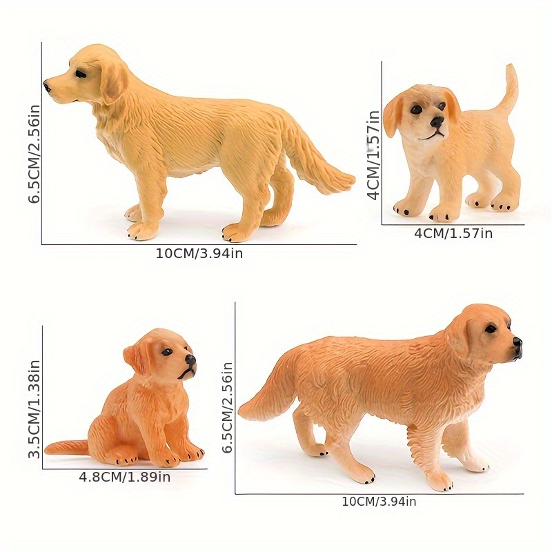 Golden Retriever Dog Figurine PVC Toy Mixed Colors