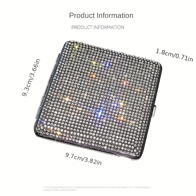 Rhinestone Ladies' Cigarette Case, Ultra-thin Stainless Steel