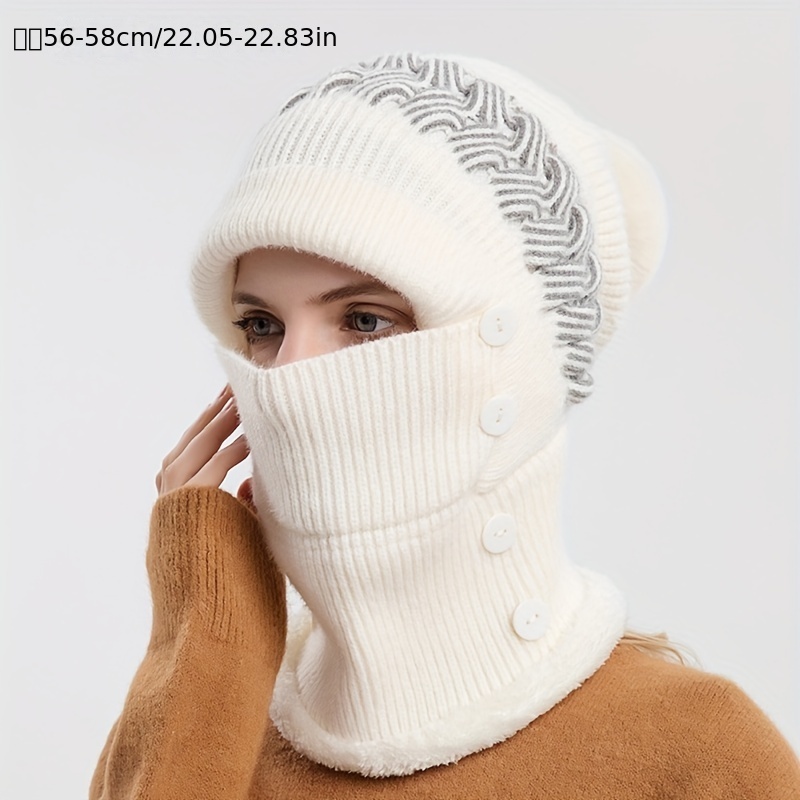 Set hiver 3 pièces fille - bonnet avec pompon et masque intégré