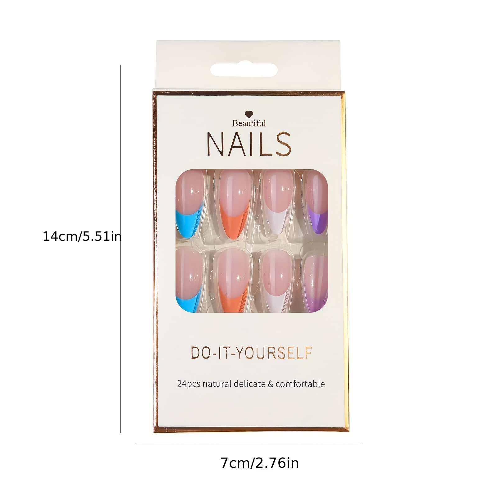24 pcs Oval Almond Press On Nails Realistic French False Nails