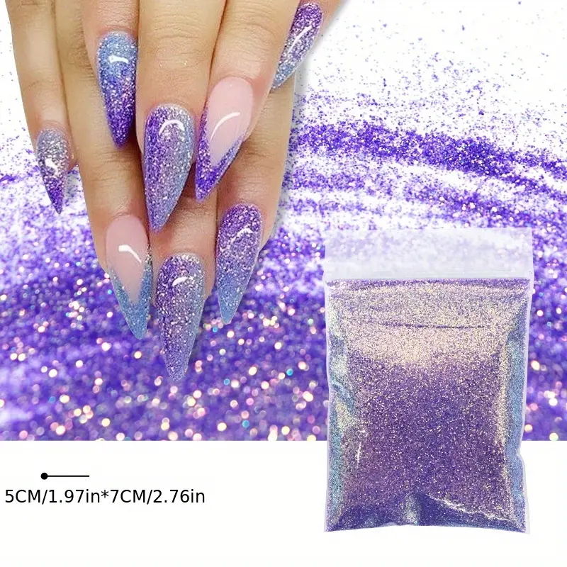 50g 0.2mm Laser Fine Glitter Powder,Holographic Shining Nail  Decoration,Gold Silver Pigment Dust DIY Gel For Nails Art Accessory