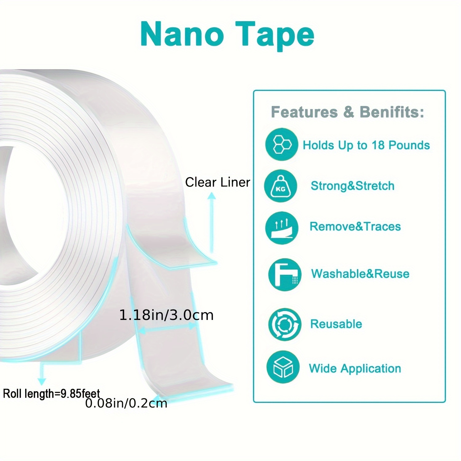 Double Sided Tape Heavy duty Extra large Nano Double Sided - Temu