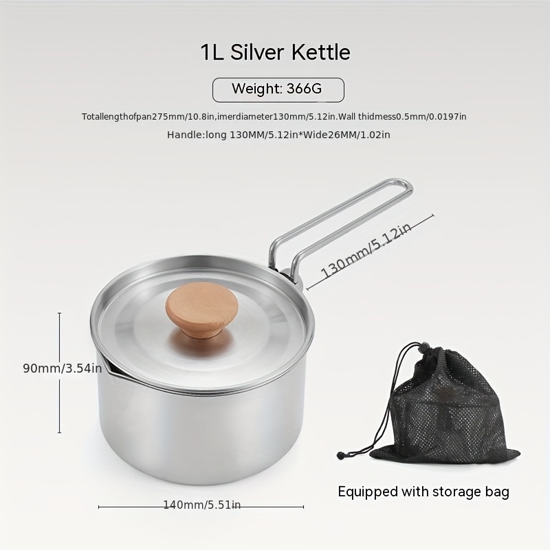 304 Stainless Steel Thickened Cooking Pot, Portable Small Pot For Outdoor  Camping Hiking Travel Cooking