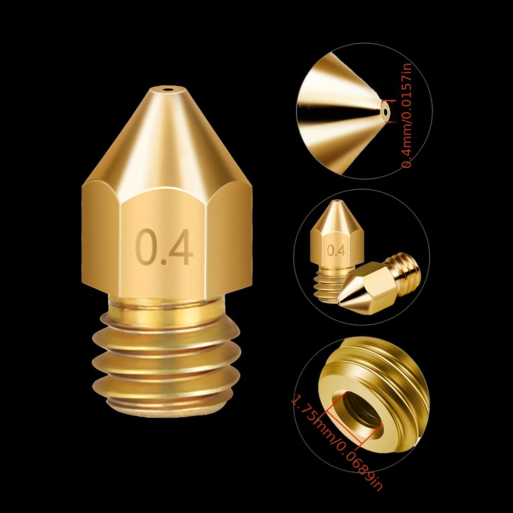 10pcs Mk8 Brass Nozzle 0 2 0 3 0 4 0 5 0 6mm Extruder Print Head Nozzle 1  75mm Filament 3d Printer 3 Cr10 Cr10s - Business, Industry & Science - Temu