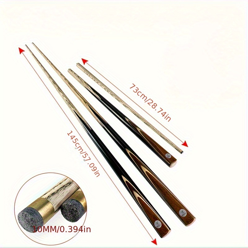 Universal English Snooker Cue, 10Mm Small Tip Cue, Cue for Billiard Clubs. Made of Ash Wood, a Two-Section Cue with Excellent Feel, Brass Joint And Brass Hoop