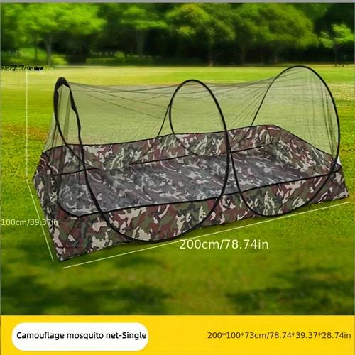 portable foldable mosquito net for outdoor activities camouflage design protection easy setup polyester material ideal for camping hiking and camping essentials mesh structure durable fabric