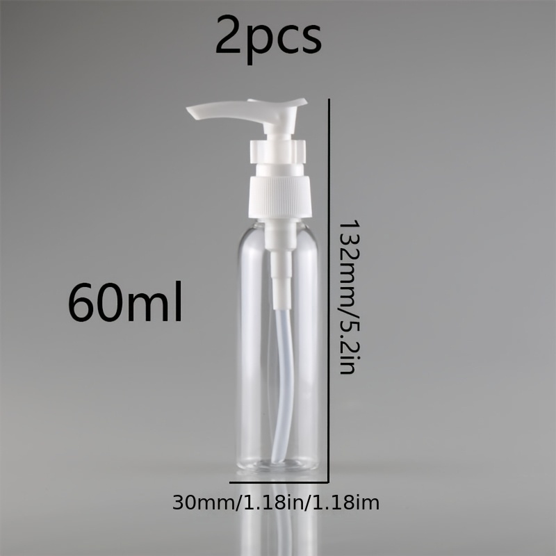 TEMU 【2個セット】ポンプ式ボトルサー、リフィル可能なプラスチック容器（ローション用）、シャンプー、シャワージェル、コンディショナーに最適、ポータブル透明シリンダー、ジオイルや液体石鹸に最適