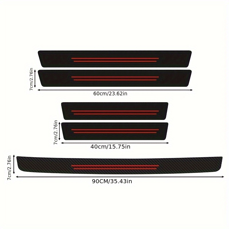 TEMU 5pcs Set Of Car Door Threshold Strips, Door Anti Step Stickers, Anti Scratch Protection Strips, Welcome Pedals, Universal Modified Decorative Trunk Anti Scratch Stickers, Lines