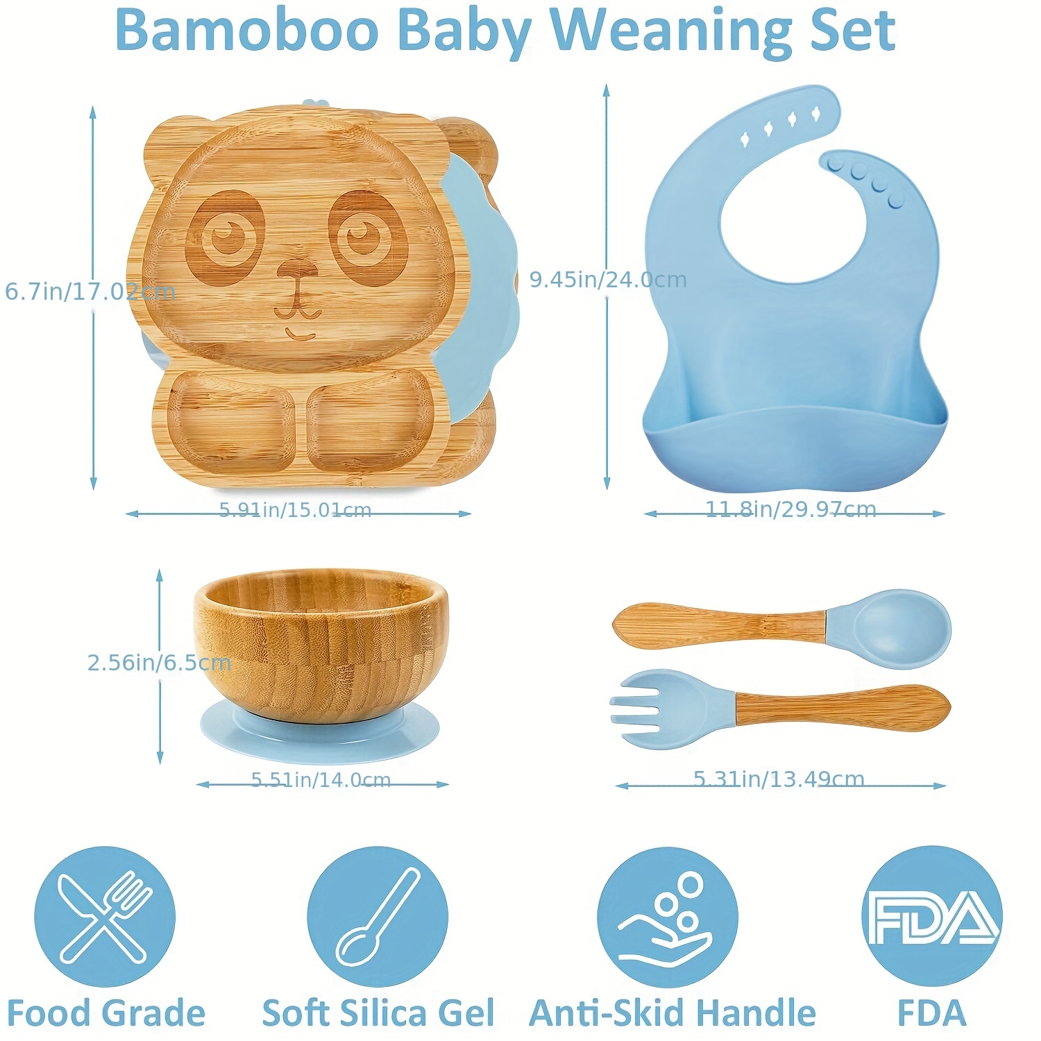 Baby Feeding Set Bamboo Baby Feeding Cutlery Plate With - Temu