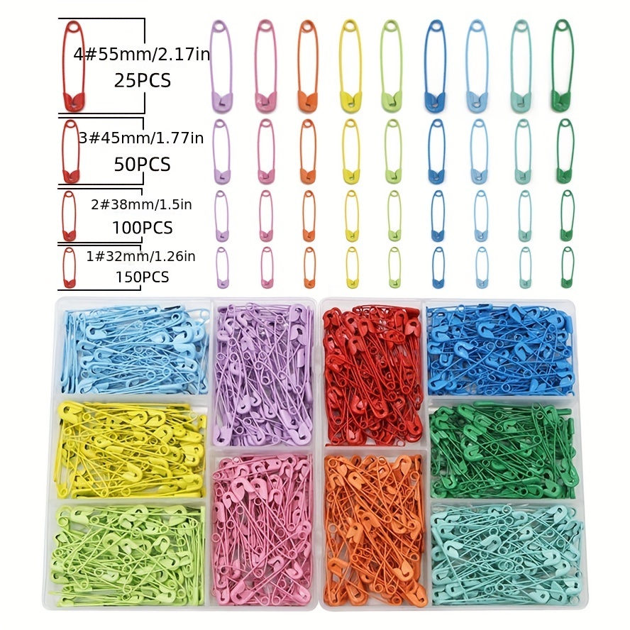 150pcs/box Assorted Colors Safety Pins, Candy Color Mixed Small