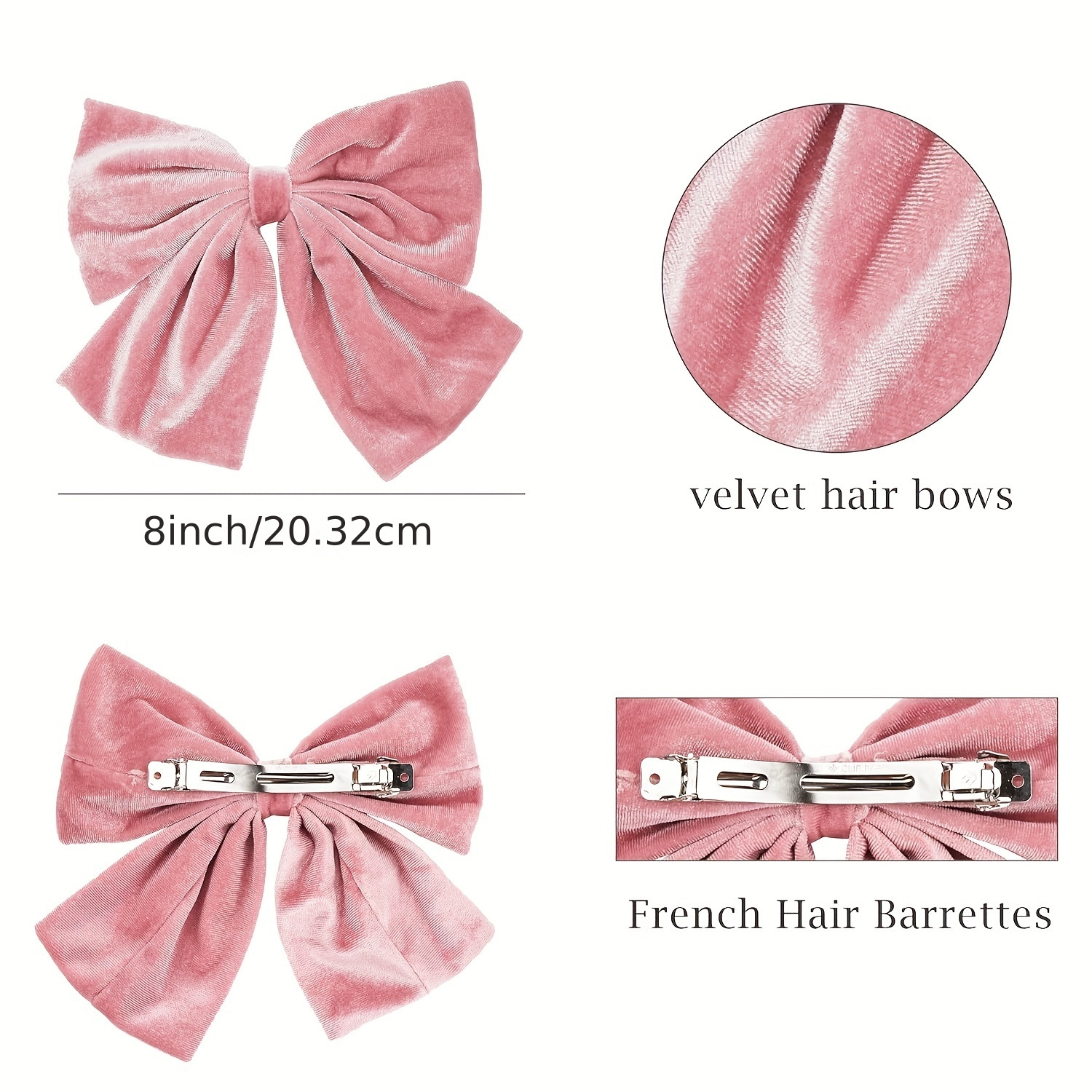 Small Velvet Bows Velvet Hair Bows Clips French Hair - Temu