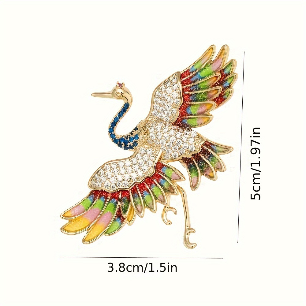 zamonaviy emalli kran broshka pin moda hayvon mavzusi zargarlik buyumlari aksessuari cheongsam kostyum kurtkalar bilan porloq tafsilotlar bilan oltin tonidagi tafsilotlar 5