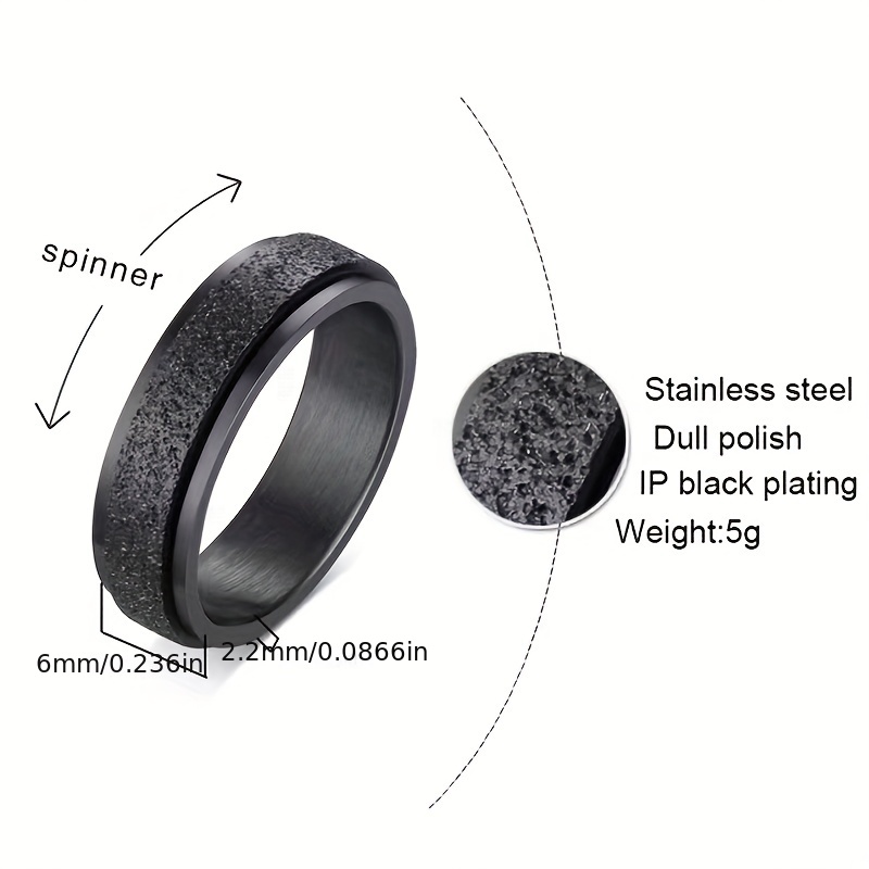 Men's Stainless Steel Rotating Decompression Ring Retro Splicing Ring Set