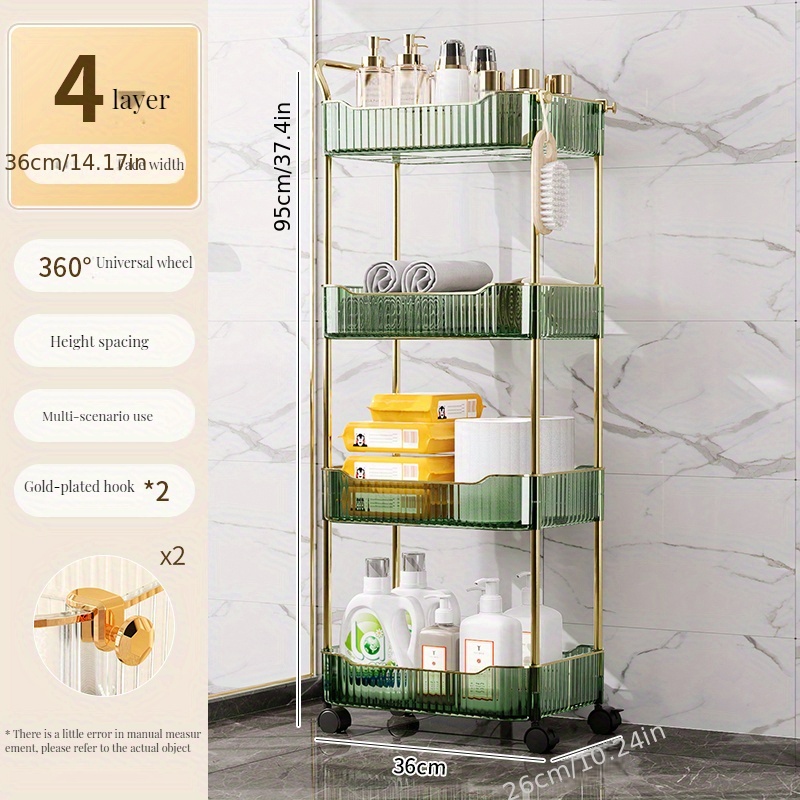 3 Layers Storage Rack With Wheels, Acrylic Snack Storage Trolley