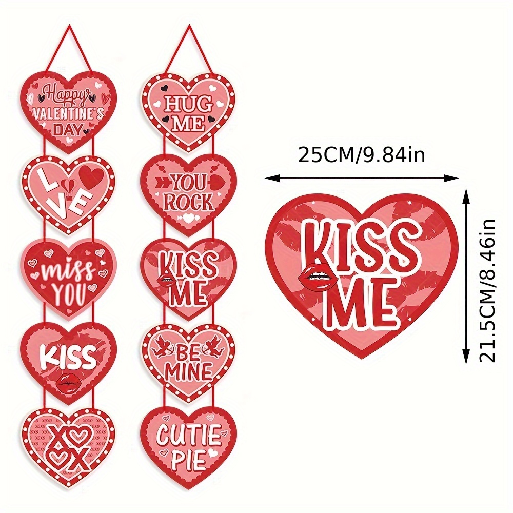 Banner Di San Valentino Con Cuori E Scritta "Love" In Rosso Glitter - 3 Pezzi Con Corda, Decorazione Per Festa A Tema