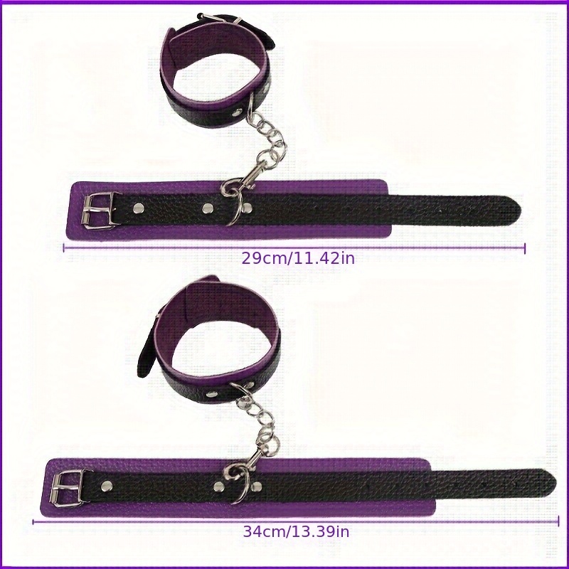 набір для бондажу сліпий – 7 предметів: шкіряні наручники, батіг та пурпурові аксесуари для пар Опис товару 3