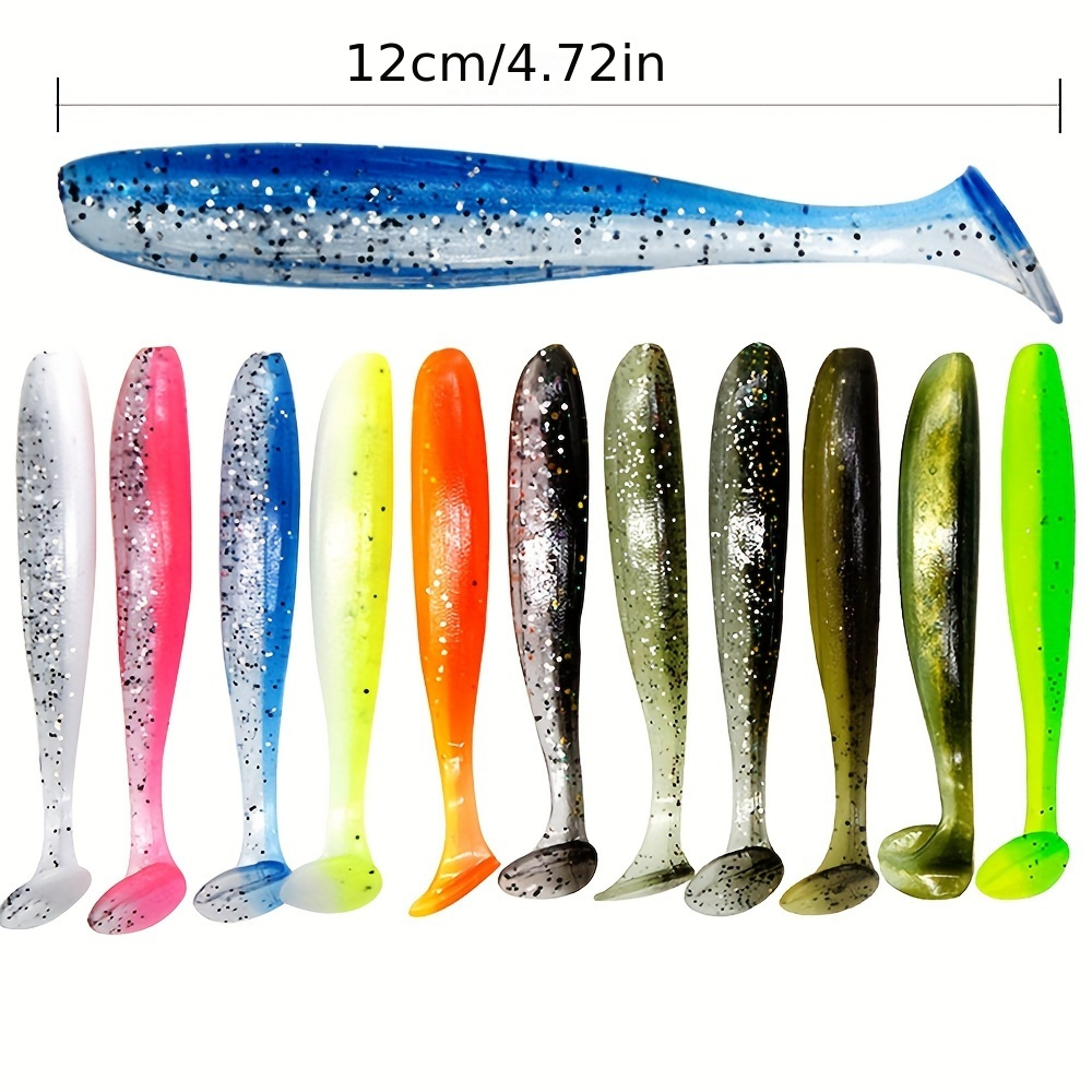 

30/50pcs 12cm/4.72in Soft Fishing Lures For Bass, Soft Paddle Tail Fishing Swimbaits Lures, Fishing Baits Kit With Box For Fishing Trout Freshwater Saltwater