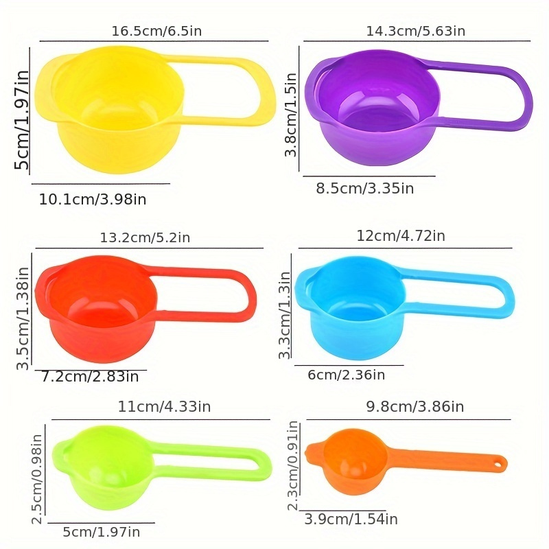 6 Pcs Measuring Cup And Spoon Set Multicolor Baking Cooking Kitchen Tool