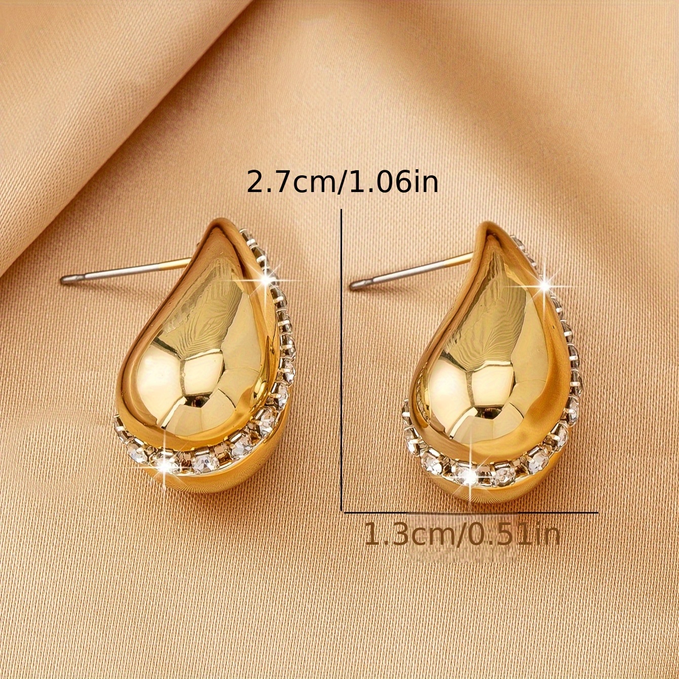 Teardrop Earrings Golden Tone Sparkling Gemstones
