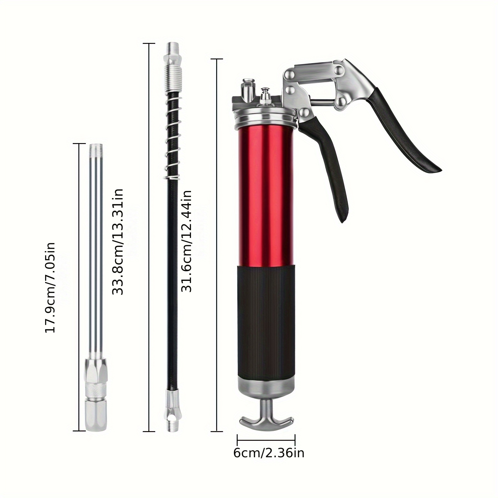Image of Grease Gun 8000 Psi One-hand Grease Gun With Press Function, Ergonomic Grease Gun, Self-priming Butter Hand Pump Grease Grip For 400ml Standard Grease Cartridge, Bulk Grease (red)