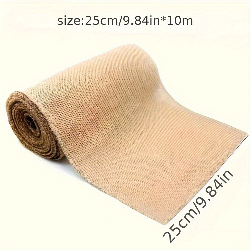   beige burlap roll measuring 25 30 cm wide by 10 meters long suitable for diy crafts christmas tablecloths and chair drapes wedding decorations and rustic burlap fabric high quality material for home decor and party supplies burlap ribbon roll   gift wrapping and decorations for weddings and parties