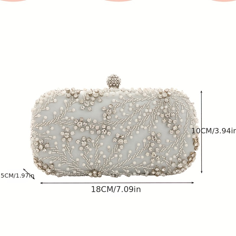 Floral Beaded Clutch Box Purse Chain Handbag for Wedding Prom