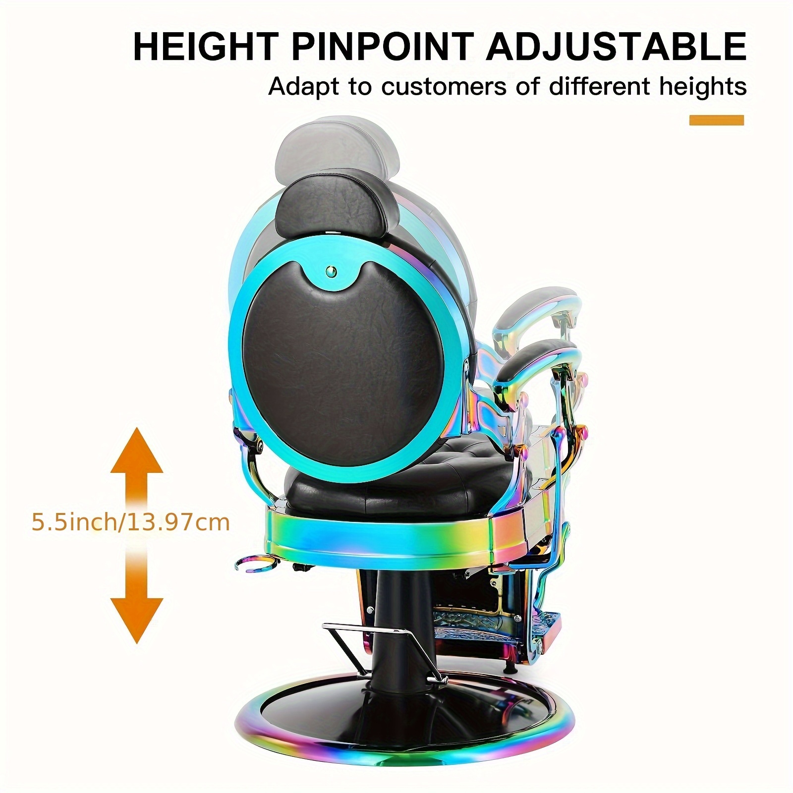retro barber chair heavy duty barber chairs vintage   hydraulic recline   styling equipment rounded cushioning with puckered button valentines day and other festivals Product details 2