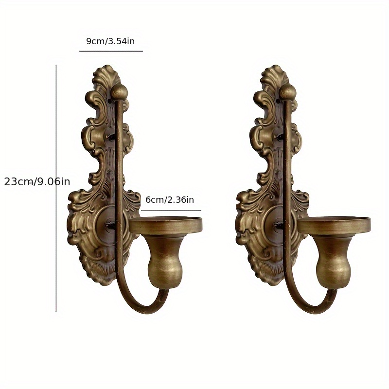 E-shop 2er-Set Europäische Retro Metall Geprägte Wandkandelaber, für Zuhause Wanddekoration Bronze Wandlampen, Geeignet für Zuhause Wand Atmosphäre