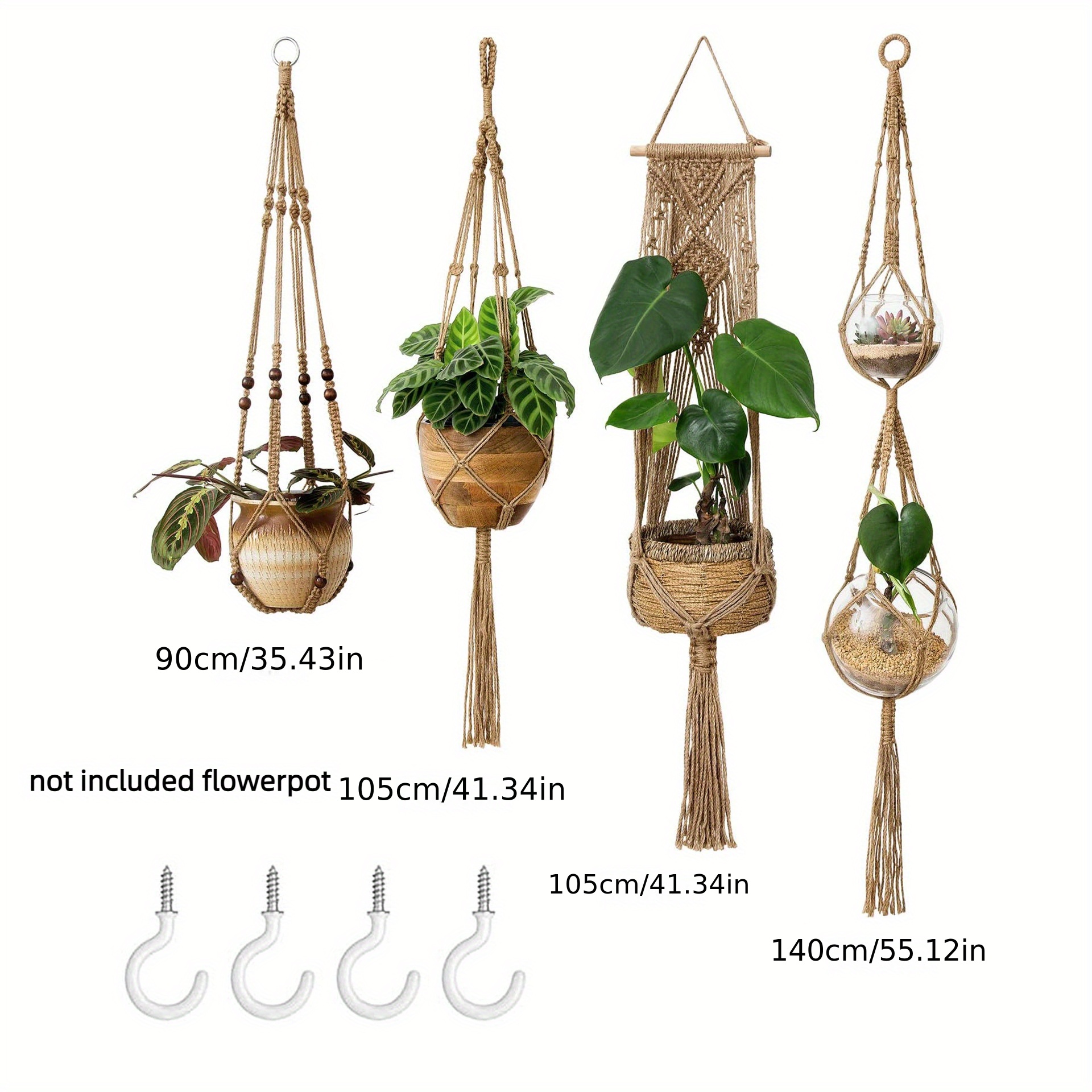 Cintre pour plantes Sac à cordes en macramé Porte-pot de fleurs pour  fenêtre