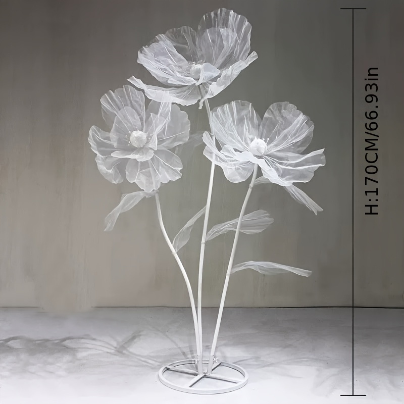 TEMU 1 Set Of 3 Giant Poppy Flowers, Artificial Flowers, Fake Flowers, Screen Flowers, Home Decoration Flowers, Shopping Mall Window Decoration,