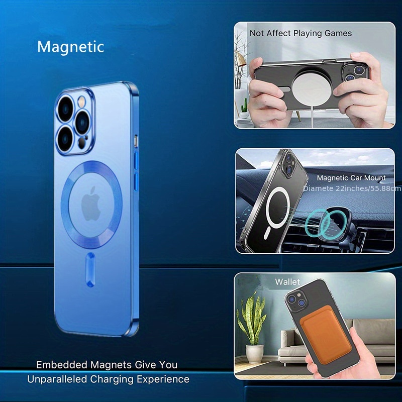 luxury wireless charging transparent magnetic case for iphone 14 13 12 11 pro max soft cover 14plus details 1