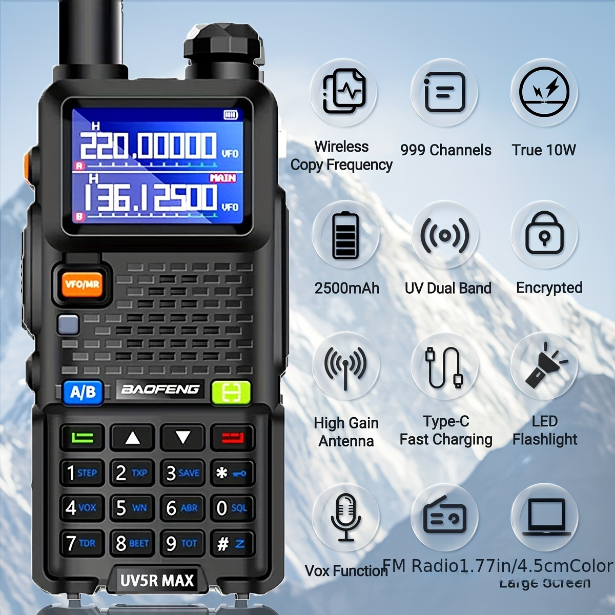 2025   latest model 6 stage high power 10  5rm   walkie talkie with   multifunctional 999 channels