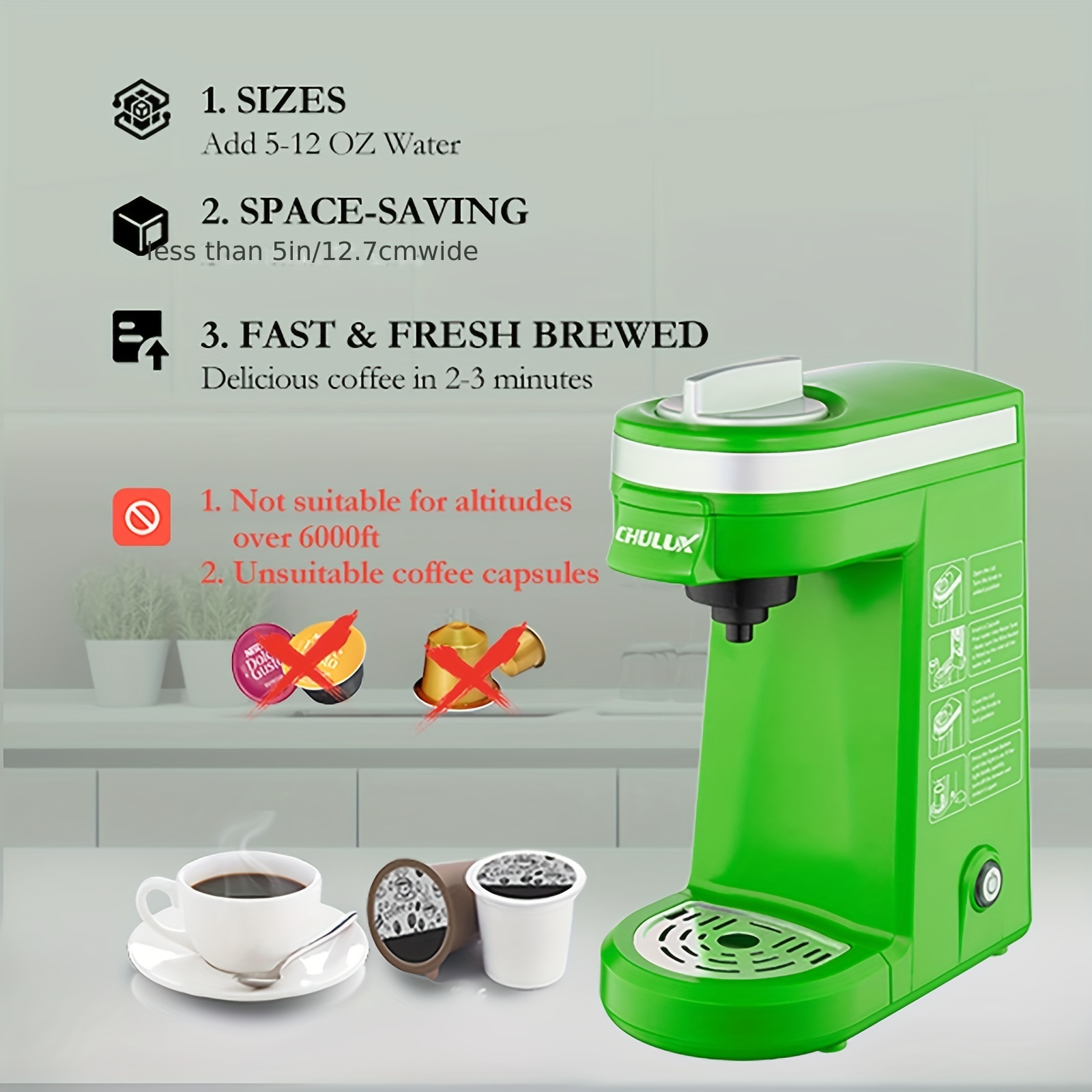 Chulux Coffee Maker Single-Serve Coffee Machine for Capsule,Orange