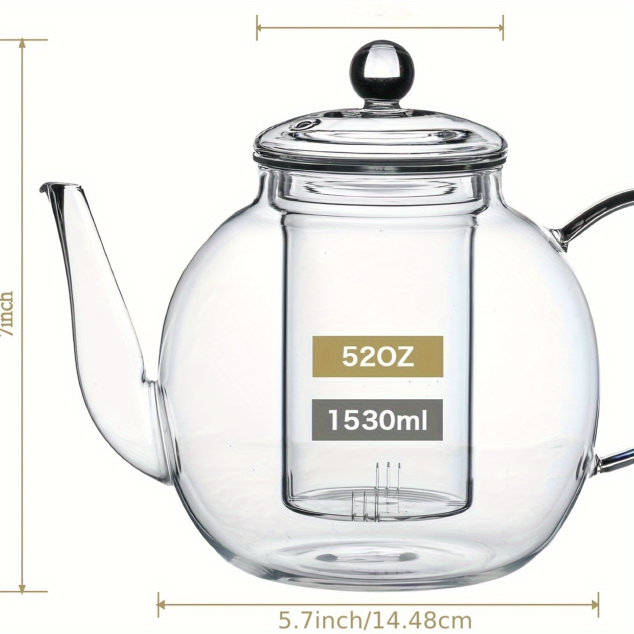 おテム 1530ml 52oz glass teapot removable infuser clear tea kettle