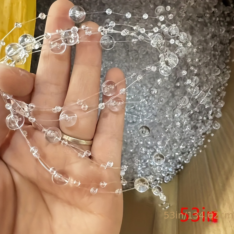 Image of 53in 8+3mm Wedding Pearl Acrylic Bead Plastic Garland Rope Wedding Party Decoration