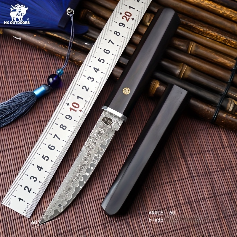Ensemble de 3 couteaux japonais en acier de damas avec etui de
