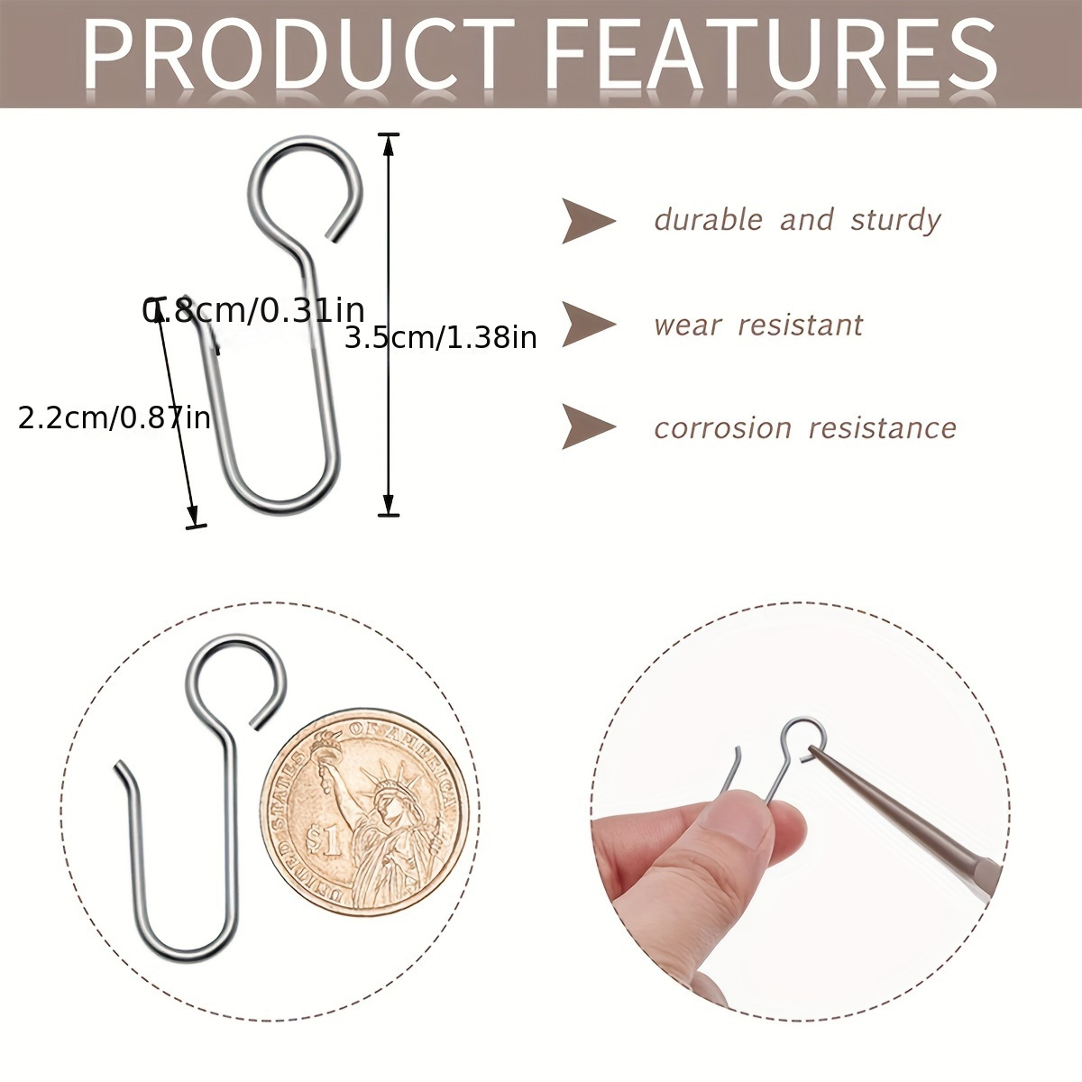 Metal Curtain Track Hook S shaped Stainless Steel Hanging - Temu